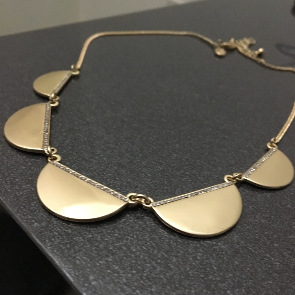 Nwot* Express Gold Half Moon Rhinestone Necklace